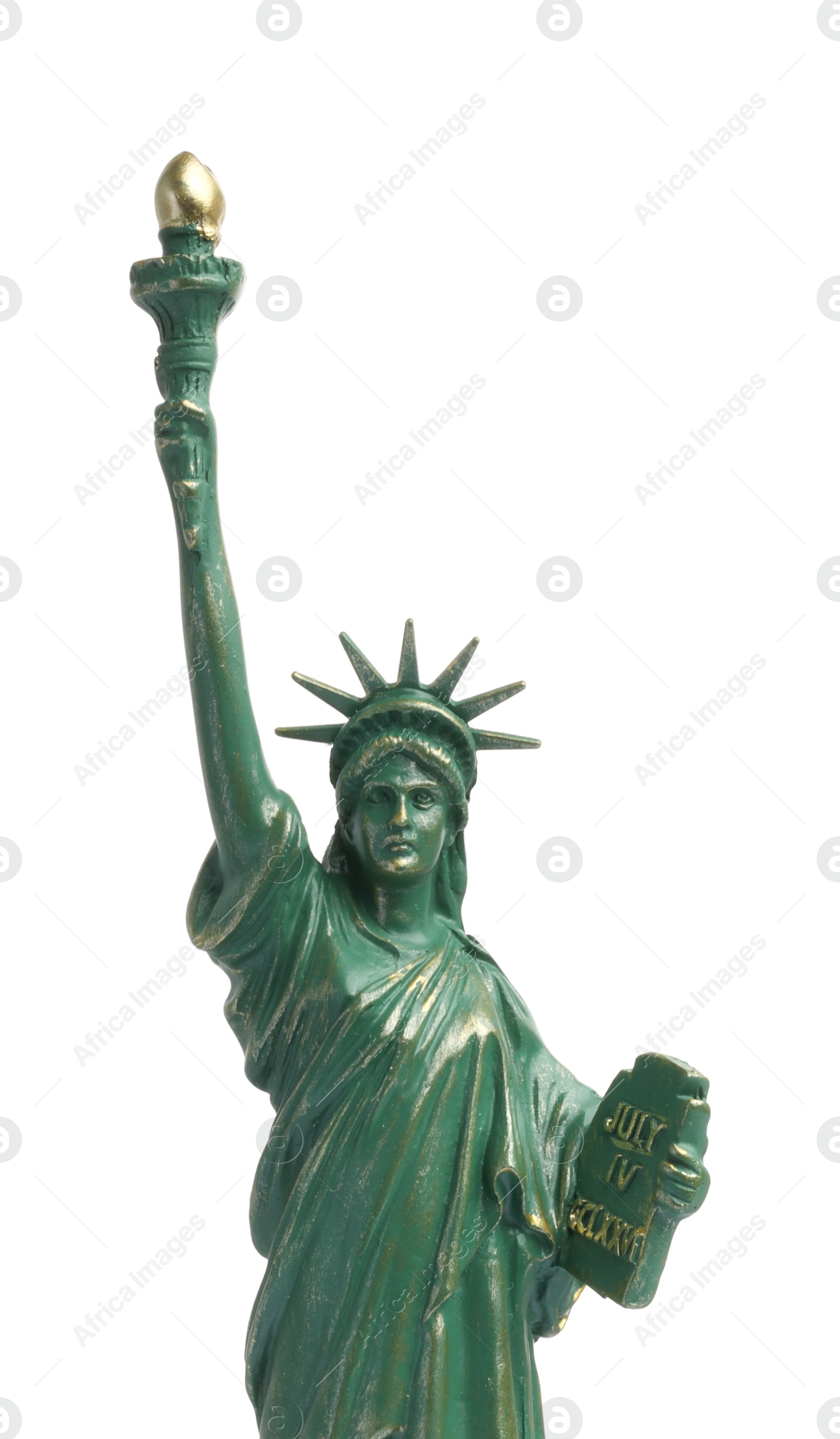 Photo of Statue of Liberty isolated on white. Symbol of freedom