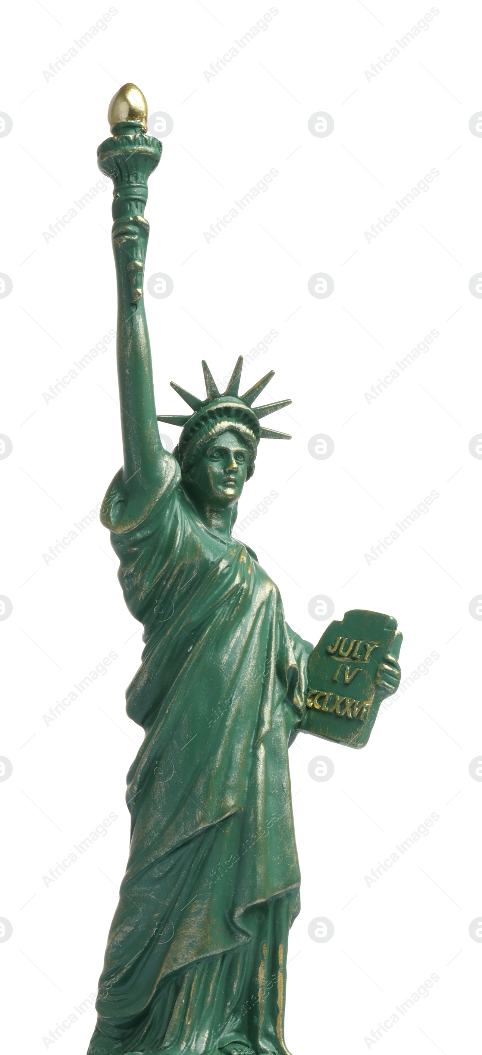 Photo of Statue of Liberty isolated on white. Symbol of freedom