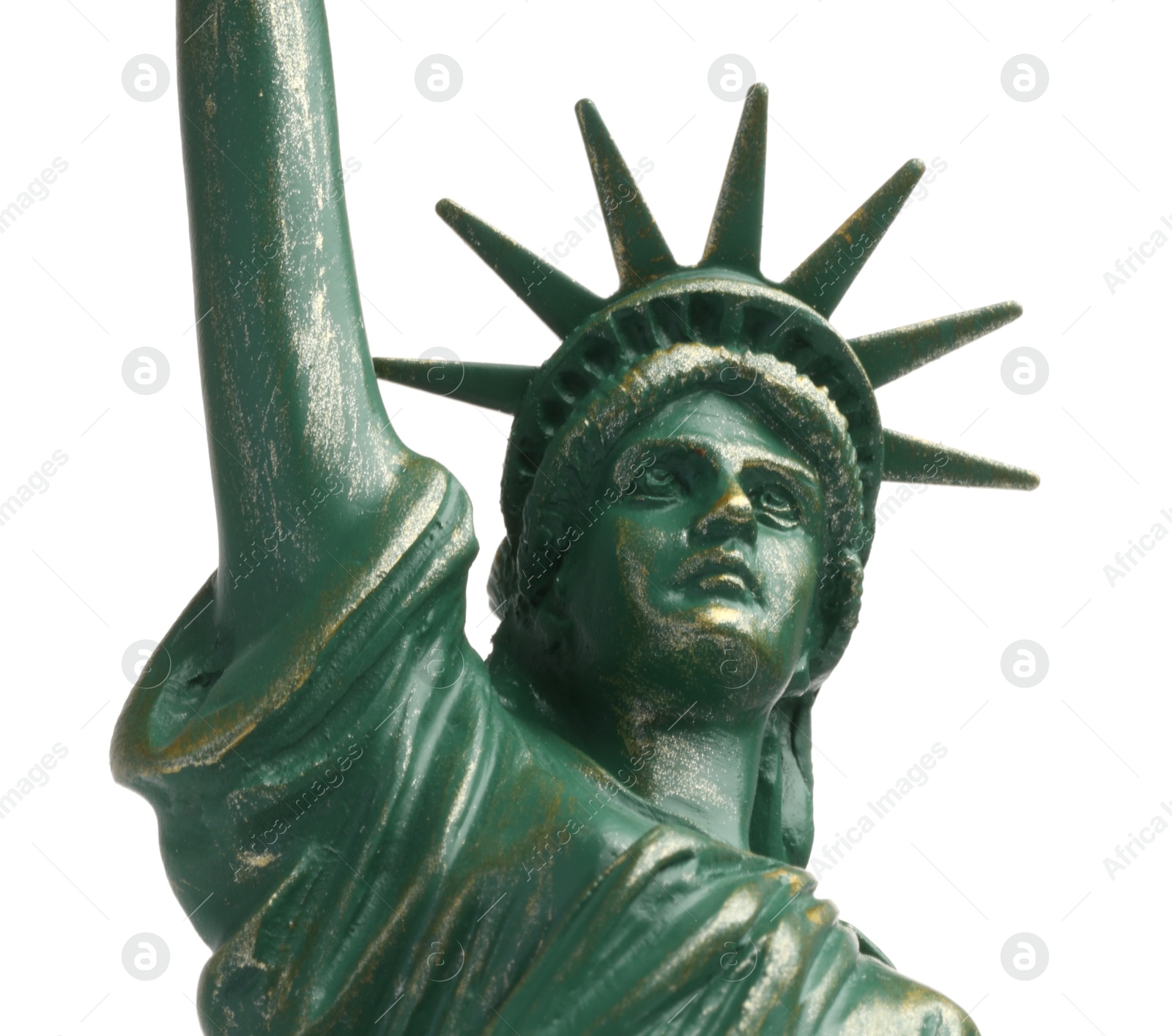 Photo of Statue of Liberty isolated on white. Symbol of freedom