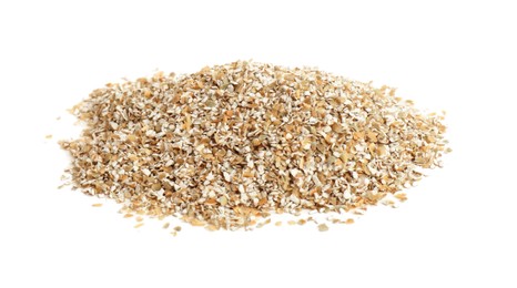 Photo of Pile of rye bran isolated on white