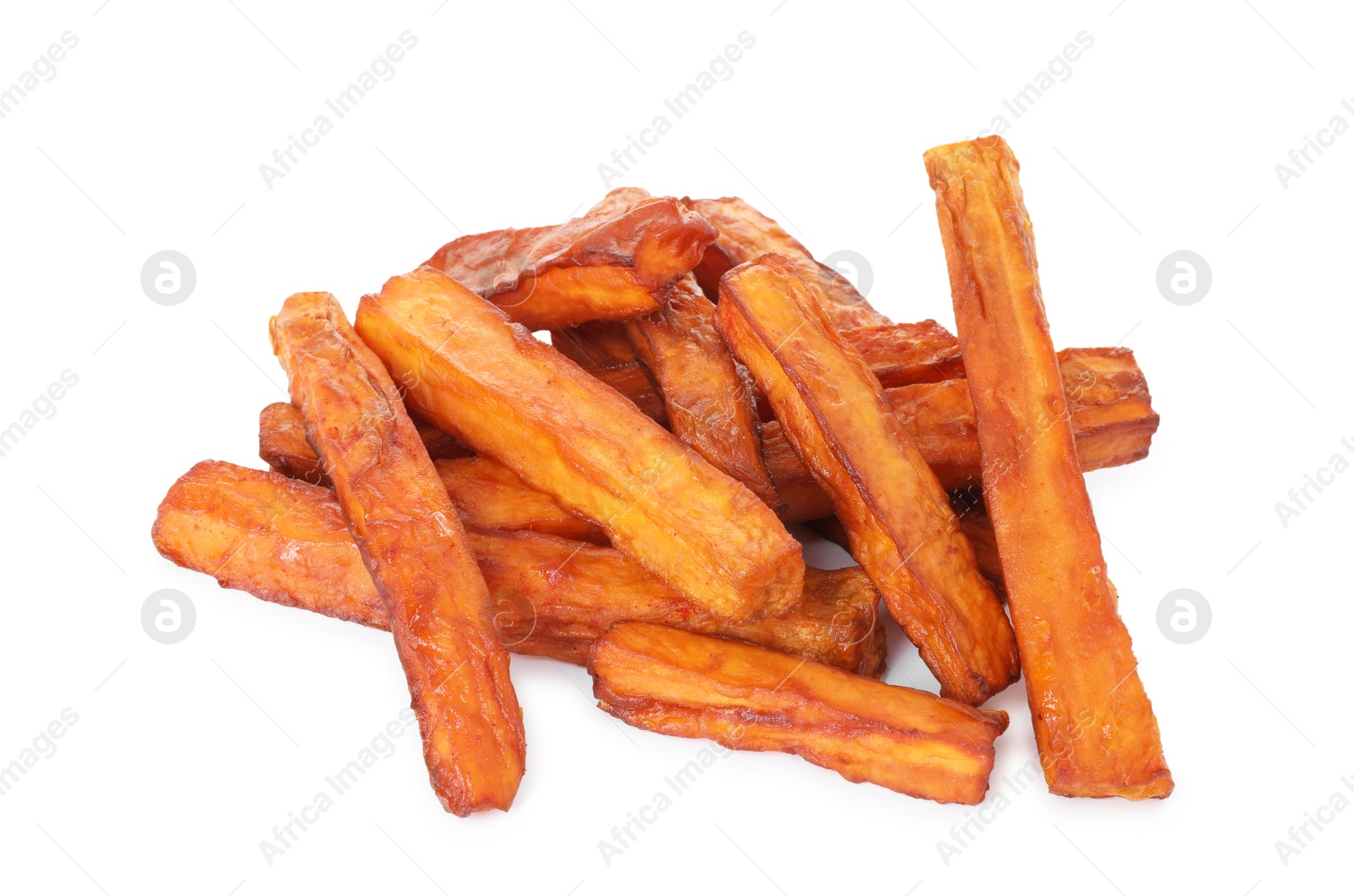 Photo of Delicious sweet potato fries isolated on white