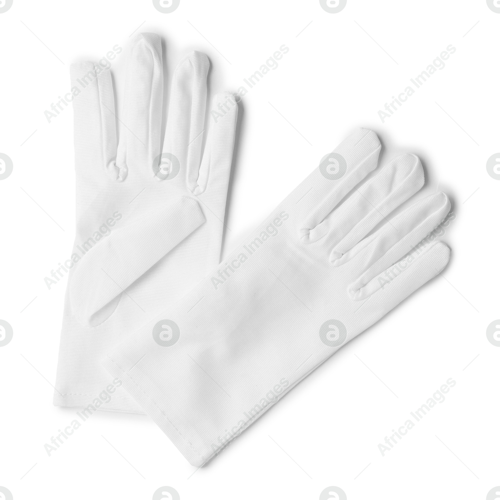 Photo of Elegant gloves isolated on white, top view