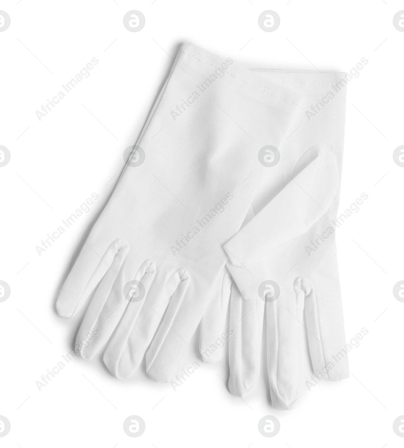 Photo of Elegant gloves isolated on white, top view