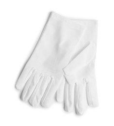 Photo of Elegant gloves isolated on white, top view