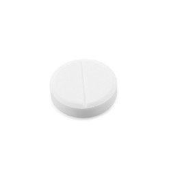 Photo of One antibiotic pill on light grey background. Medical remedy