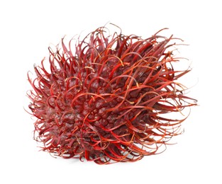 Photo of Delicious ripe rambutan isolated on white. Exotic fruit