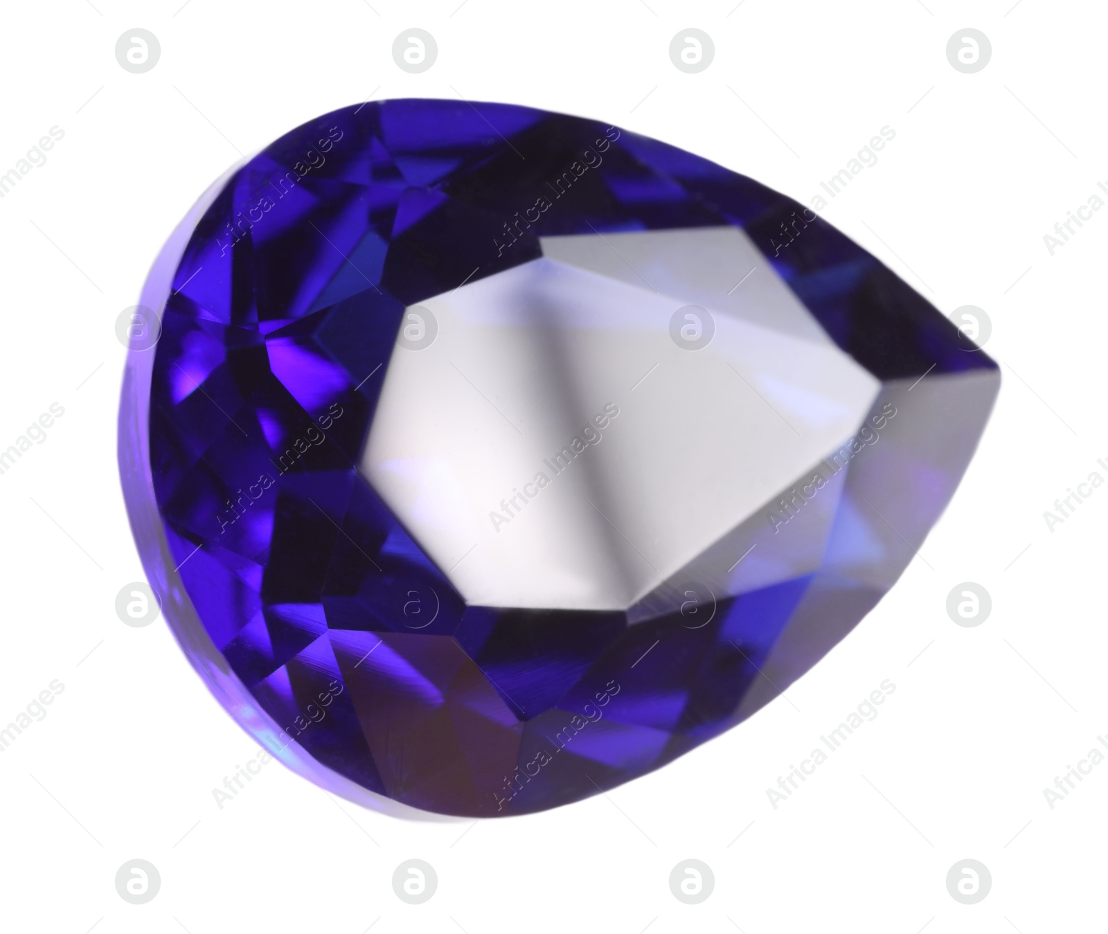 Photo of One violet shiny gemstone isolated on white