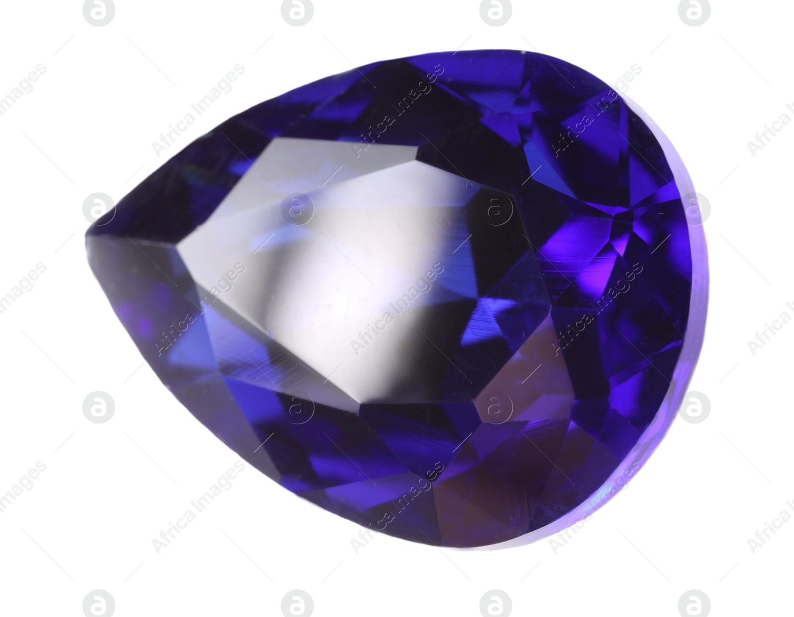 Photo of One violet shiny gemstone isolated on white