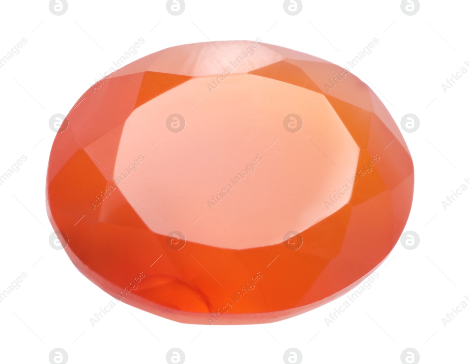 Photo of One orange shiny gemstone isolated on white