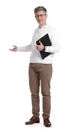 Photo of Portrait of professional psychologist with clipboard on white background