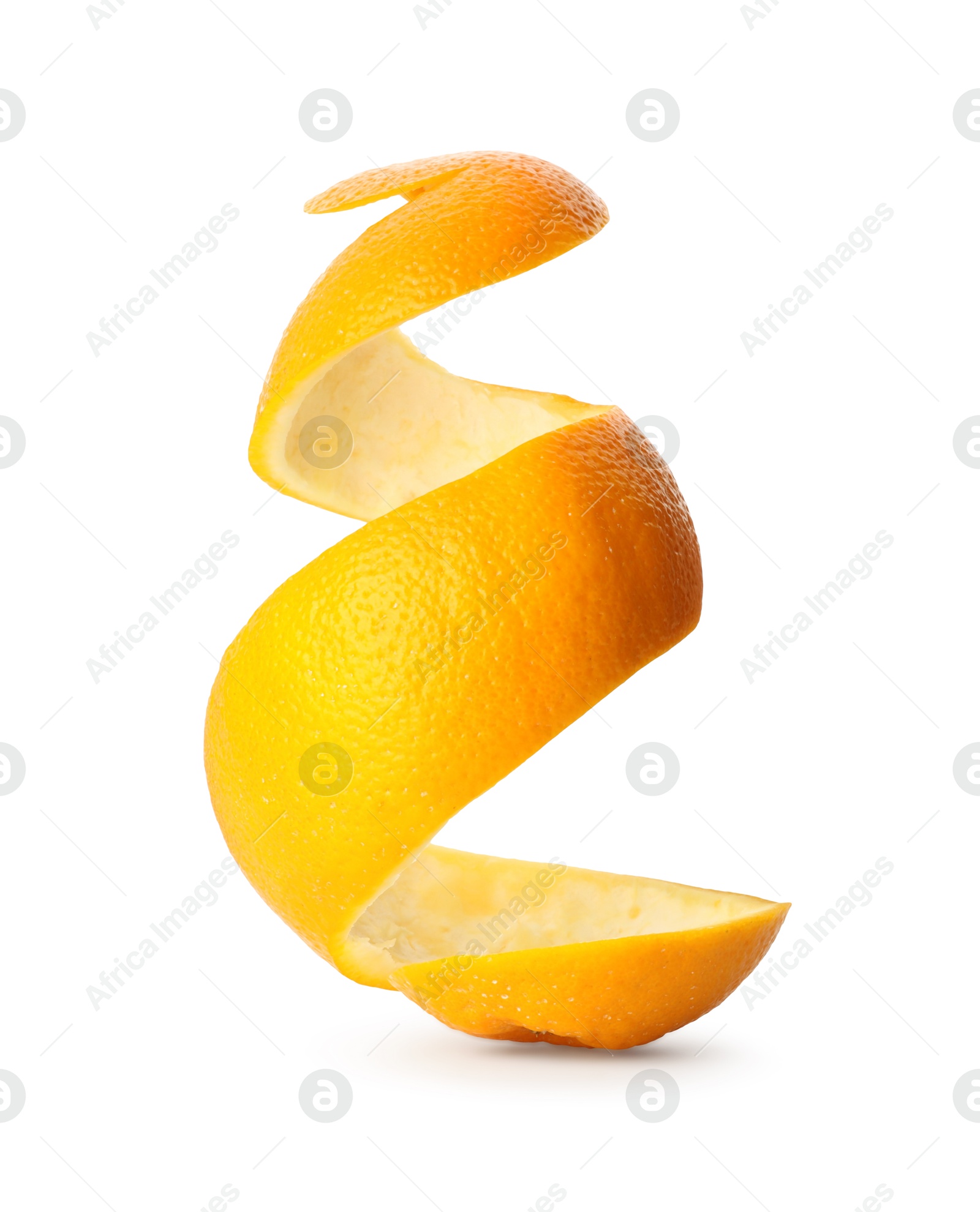 Photo of One fresh orange peel isolated on white