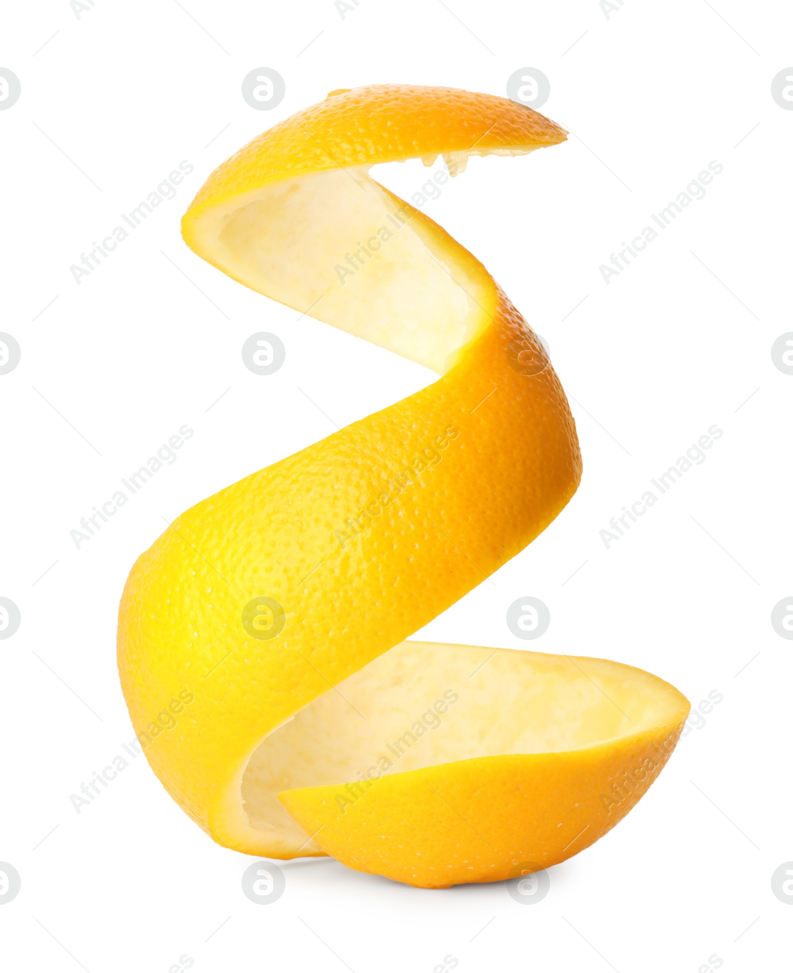 Photo of One fresh orange peel isolated on white