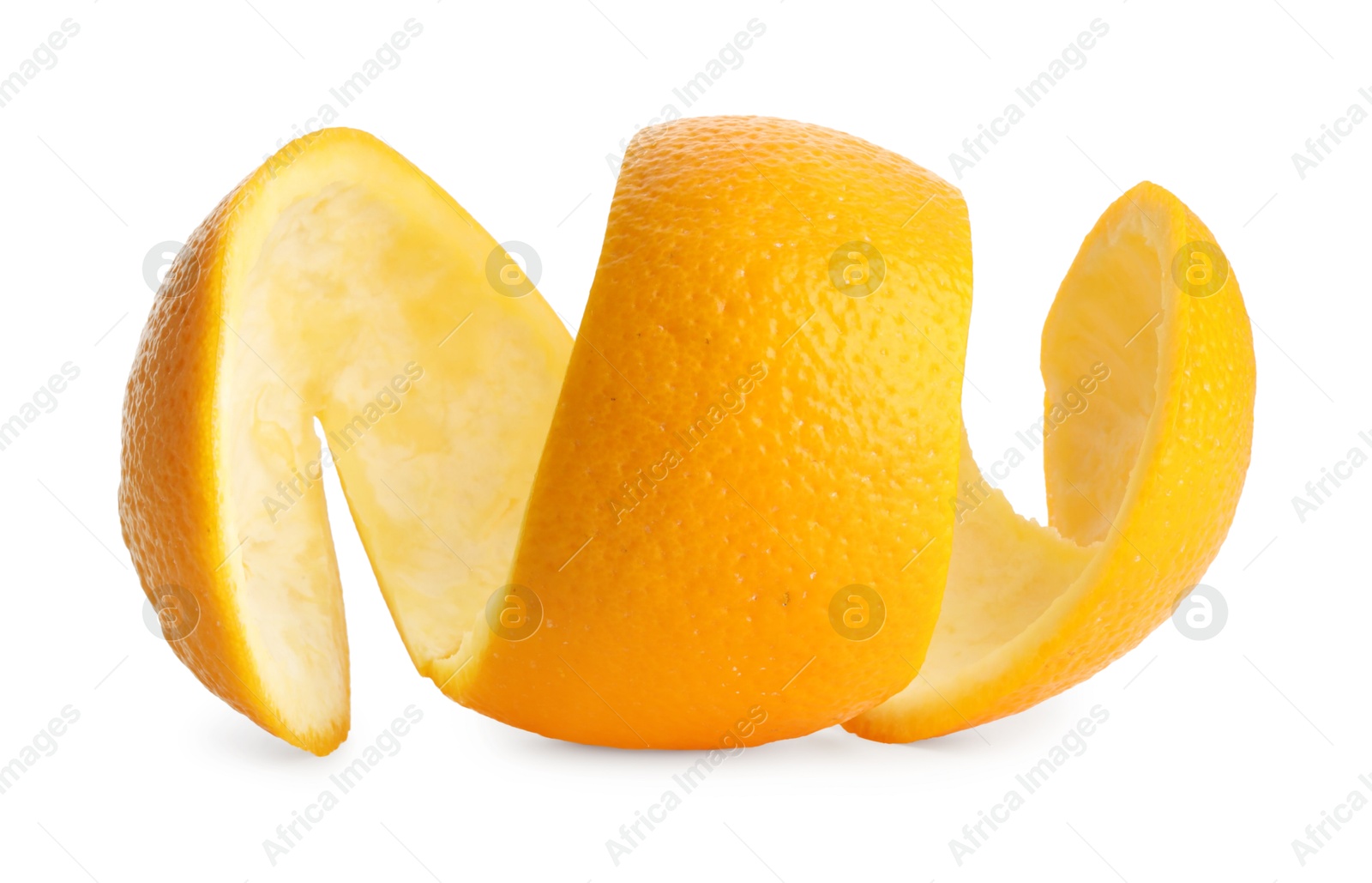 Photo of One fresh orange peel isolated on white