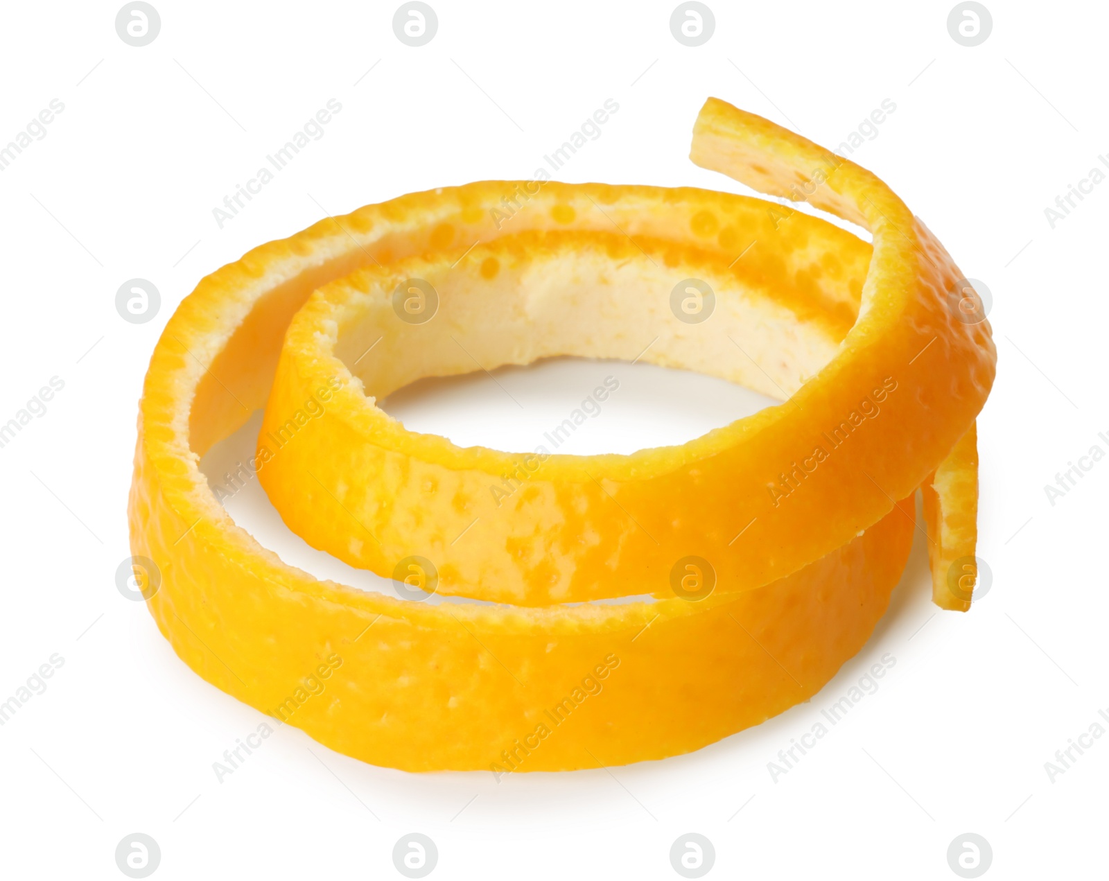 Photo of One fresh orange peel isolated on white