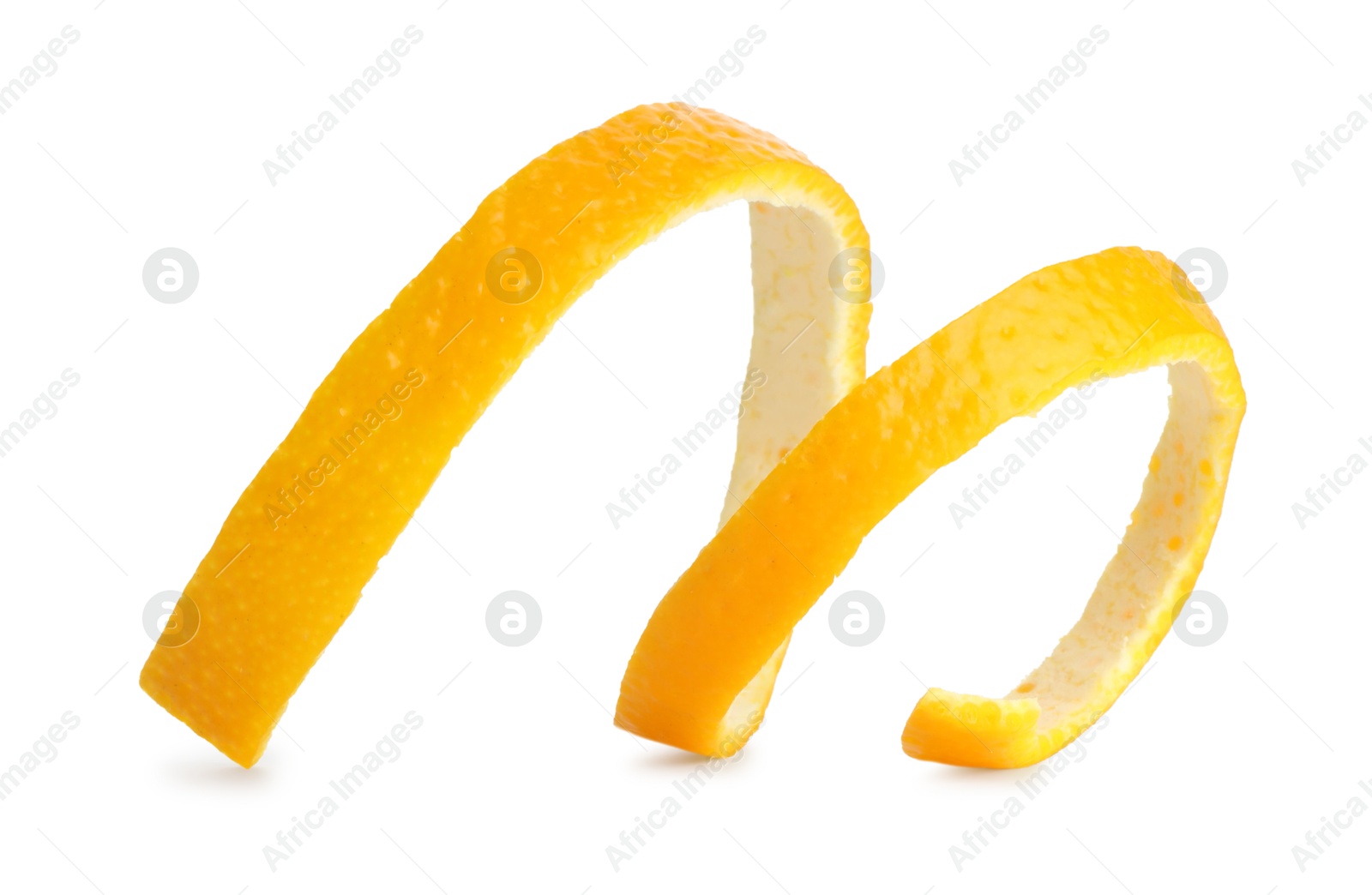 Photo of One fresh orange peel isolated on white