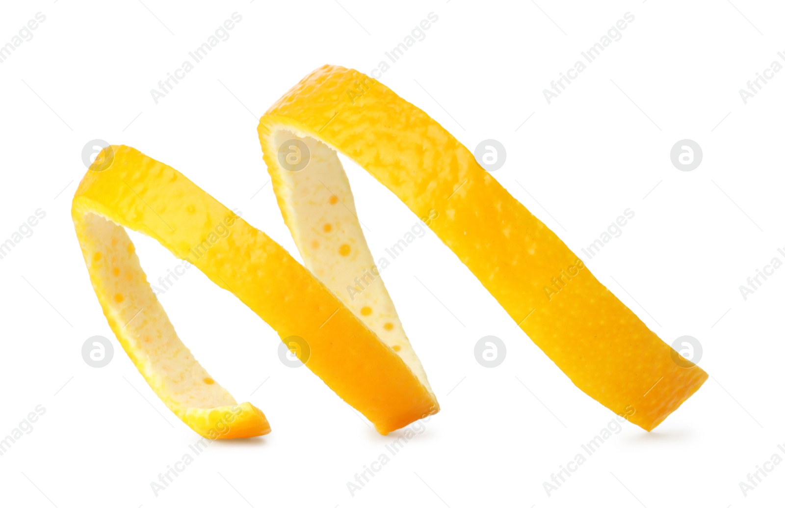 Photo of One fresh orange peel isolated on white