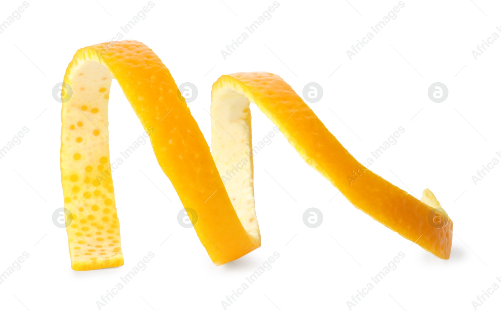 Photo of One fresh orange peel isolated on white