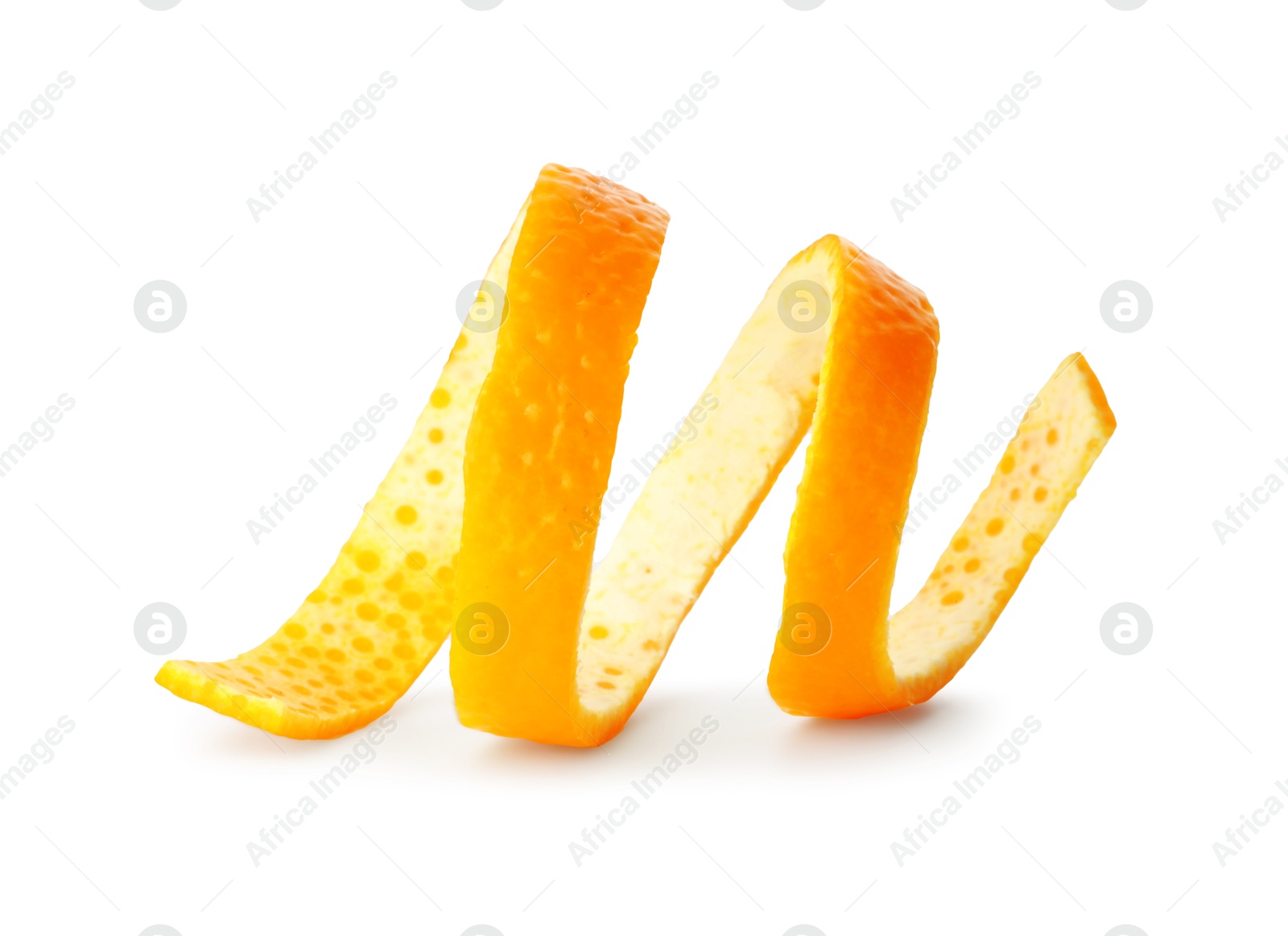 Photo of One fresh orange peel isolated on white