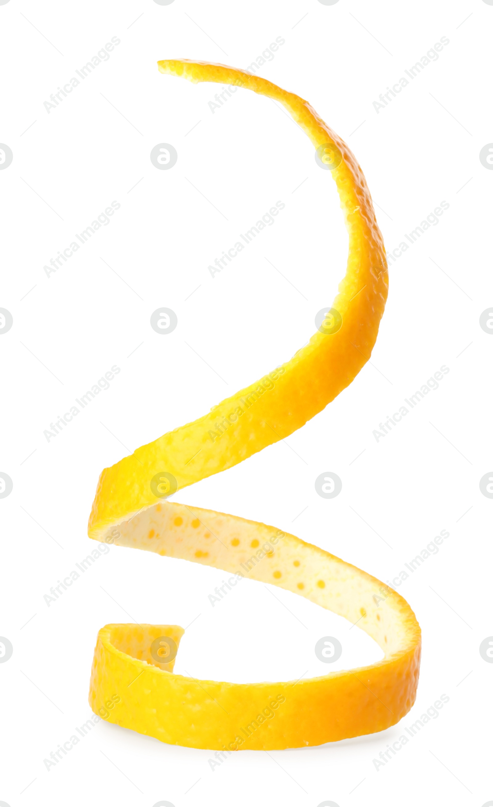 Photo of One fresh orange peel isolated on white