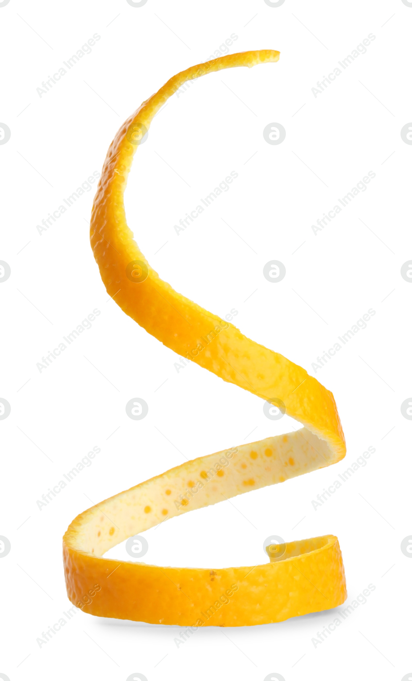 Photo of One fresh orange peel isolated on white