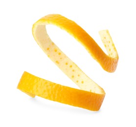 Photo of One fresh orange peel isolated on white