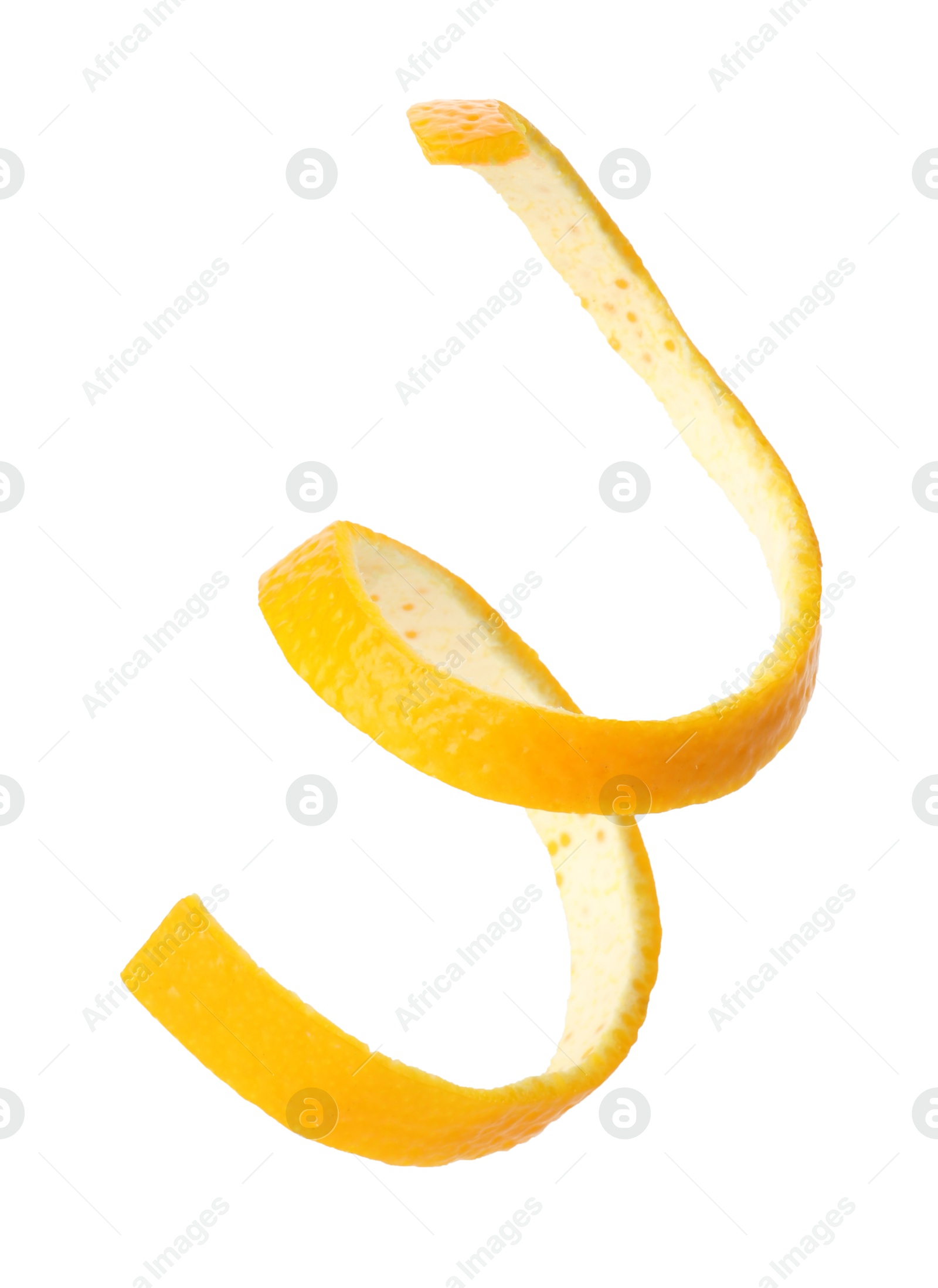 Photo of One fresh orange peel isolated on white