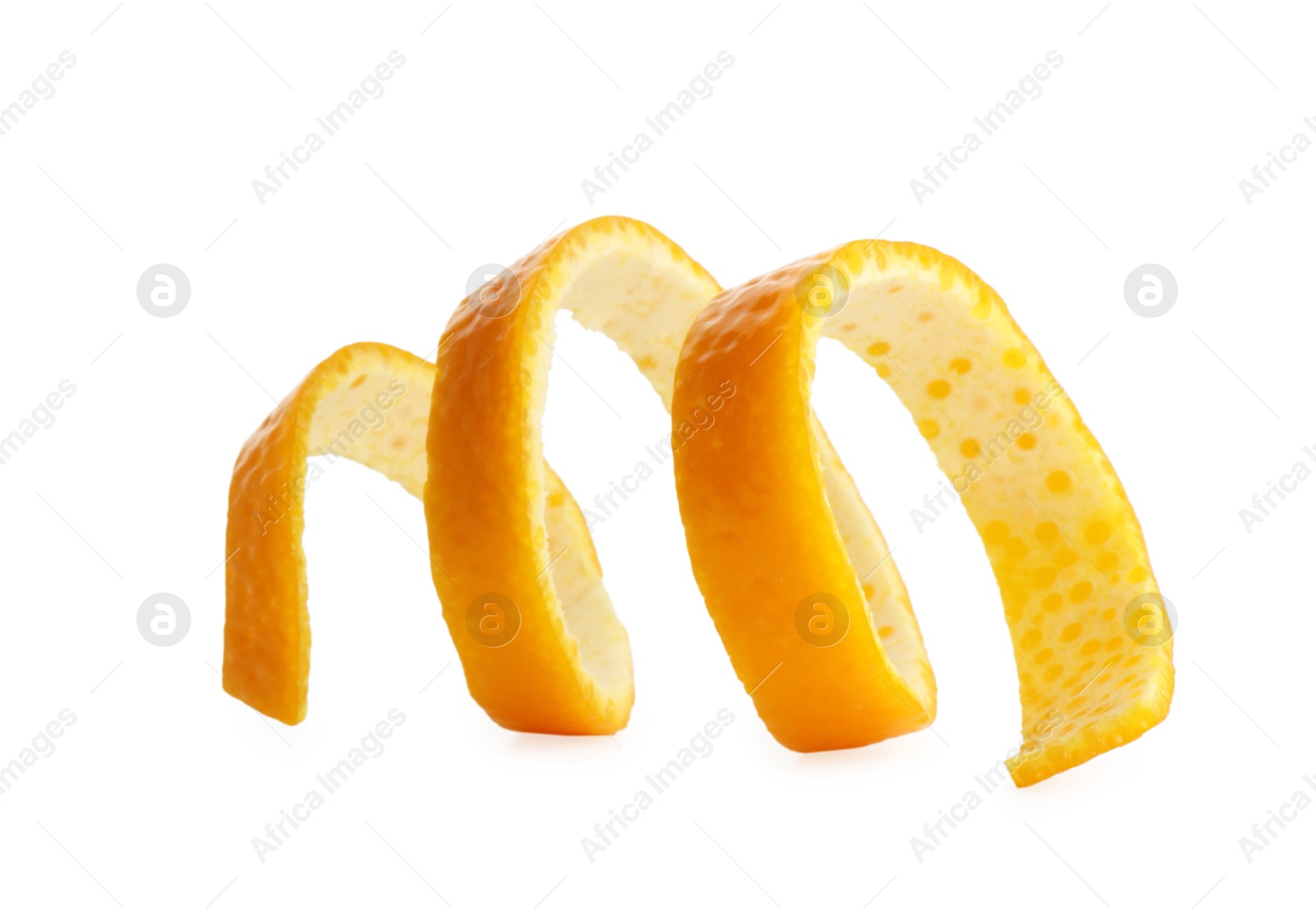 Photo of One fresh orange peel isolated on white