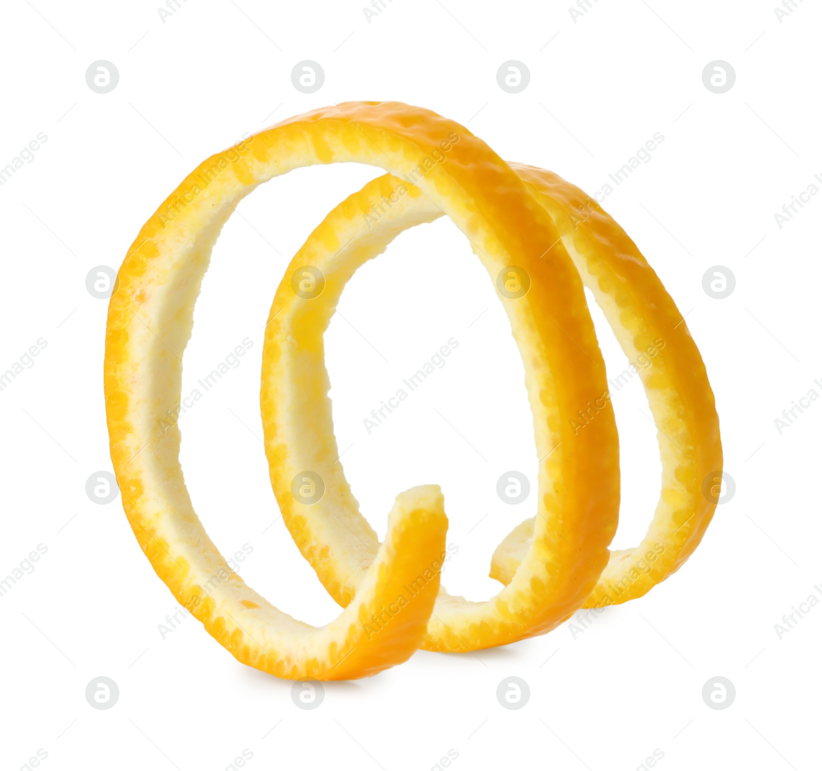 Photo of One fresh orange peel isolated on white