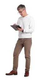 Photo of Portrait of professional psychologist with clipboard on white background