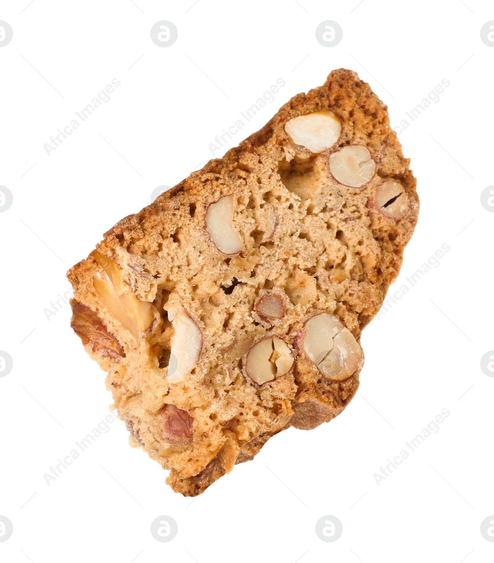 Photo of Piece of traditional Italian almond biscuit (Cantucci) isolated on white