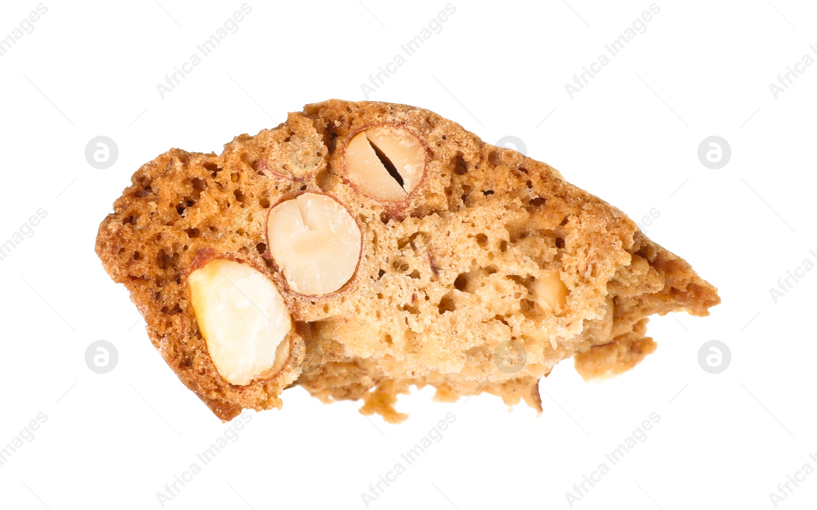 Photo of Piece of traditional Italian almond biscuit (Cantucci) isolated on white