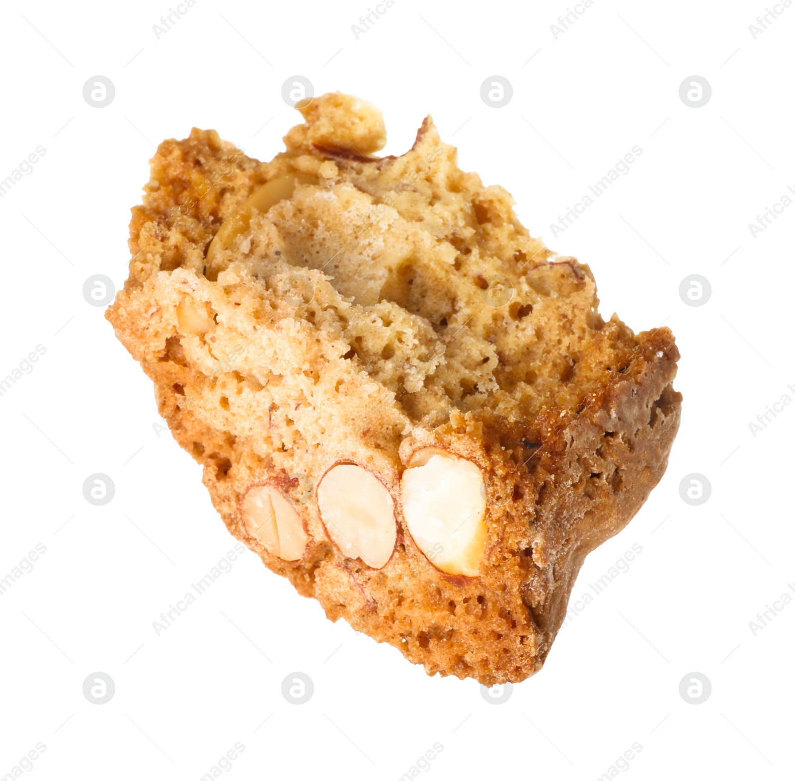 Photo of Piece of traditional Italian almond biscuit (Cantucci) isolated on white