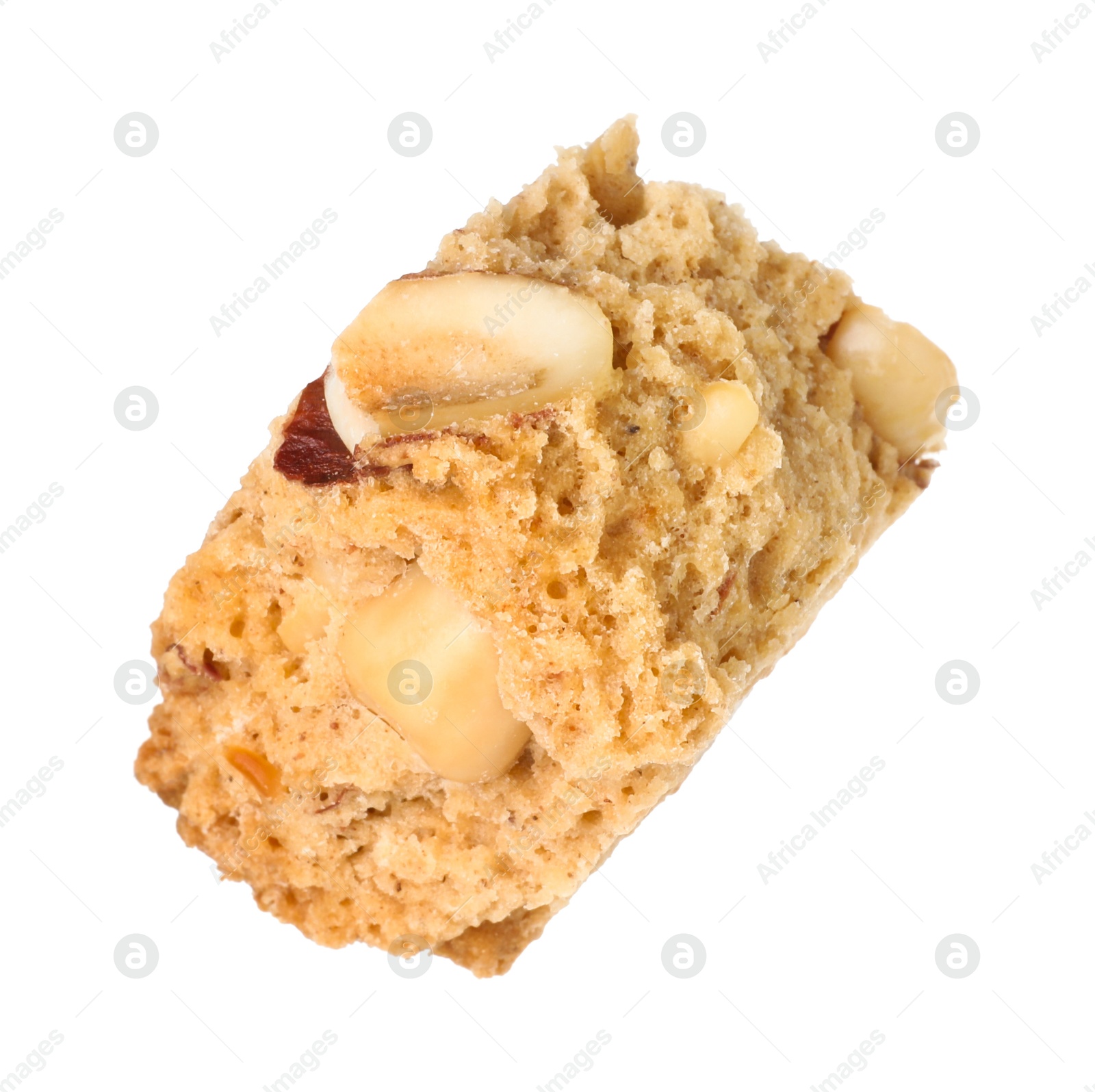 Photo of Piece of traditional Italian almond biscuit (Cantucci) isolated on white