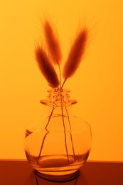 Photo of Glass vase with spikes on table, color tone effect