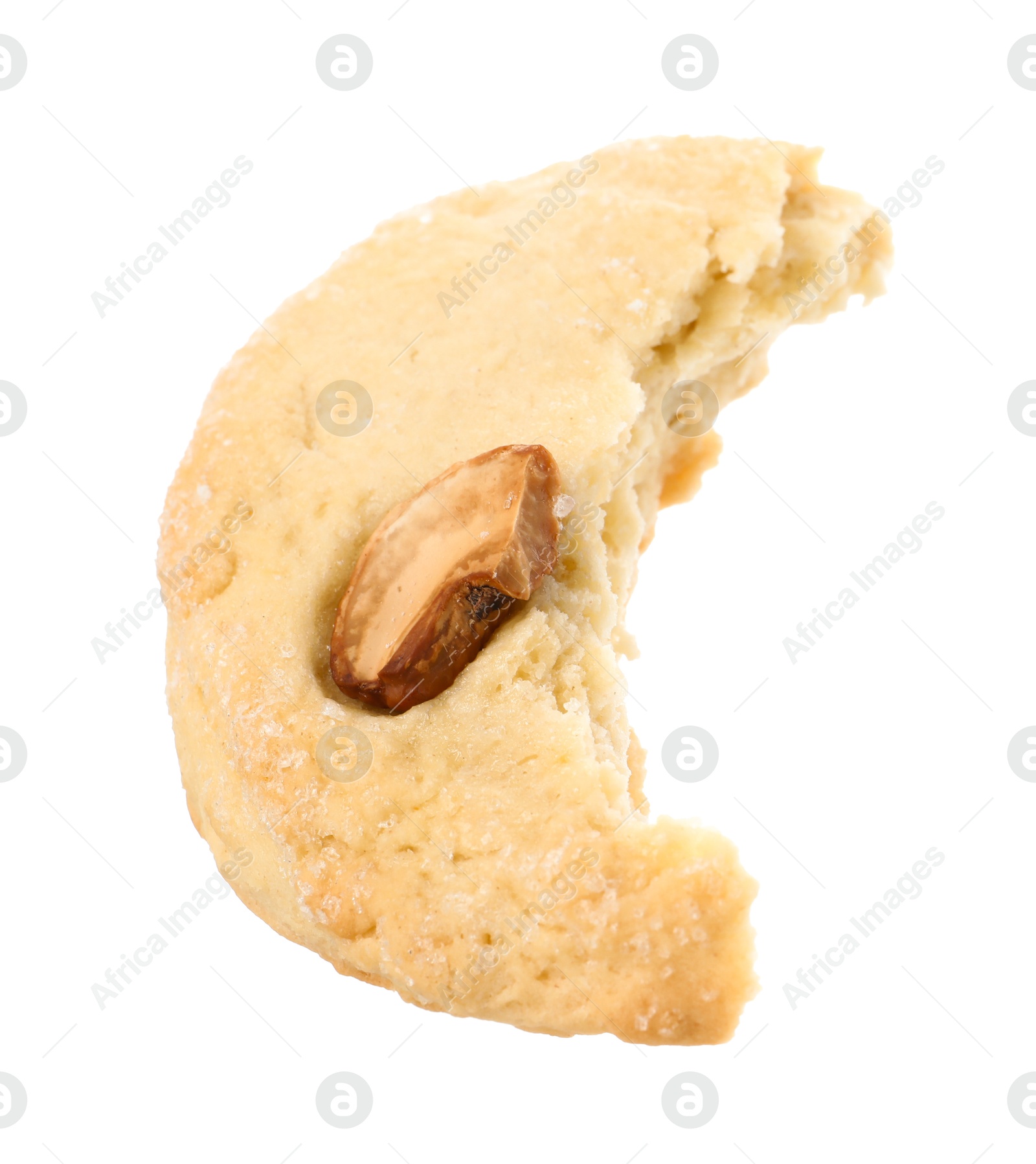 Photo of Piece of cashew cookie isolated on white