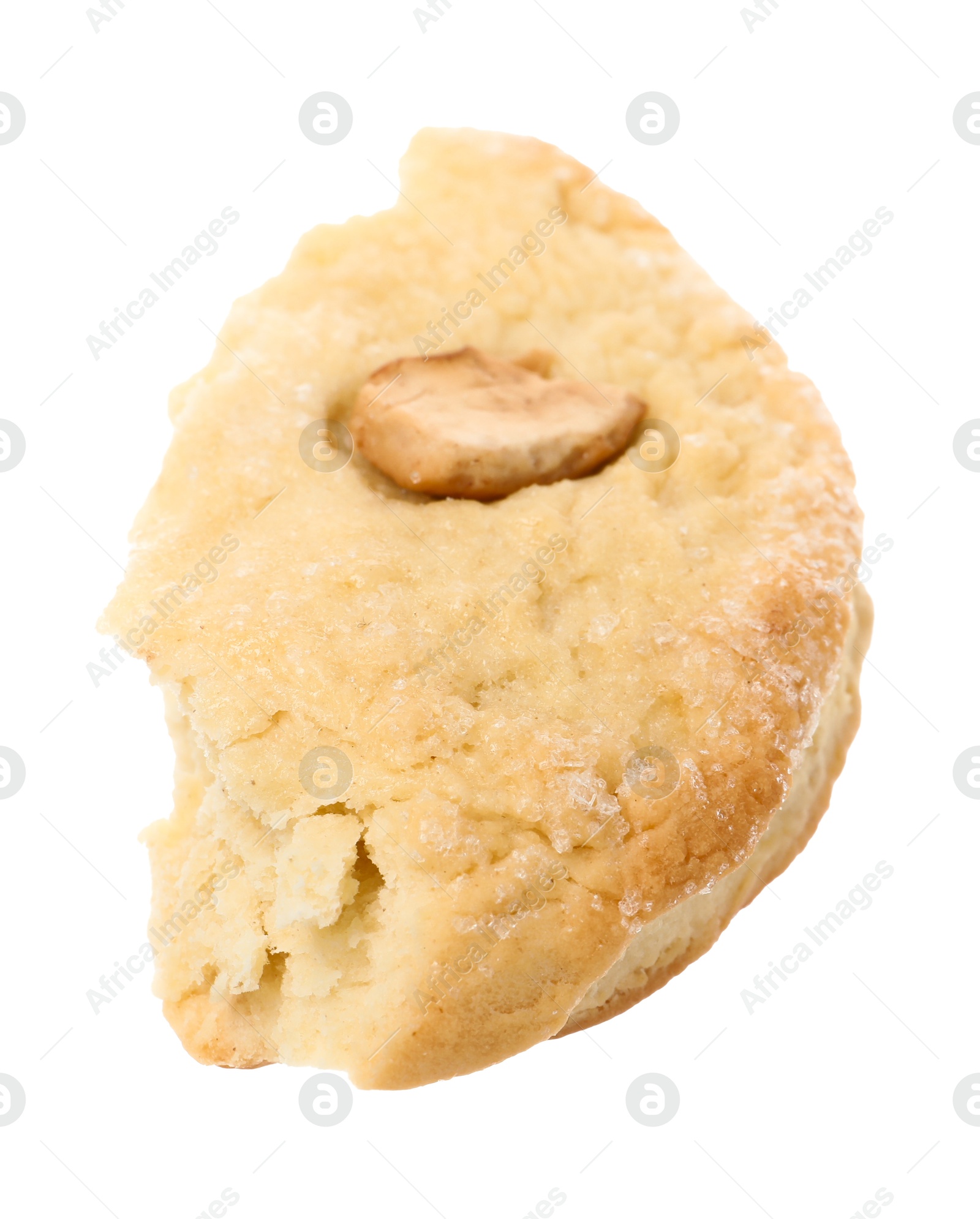 Photo of Piece of cashew cookie isolated on white