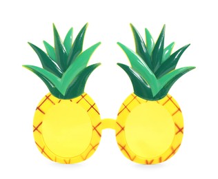 Photo of Creative pineapple shaped sunglasses isolated on white