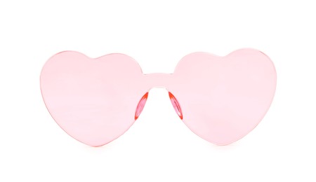 Photo of Stylish heart shaped sunglasses isolated on white