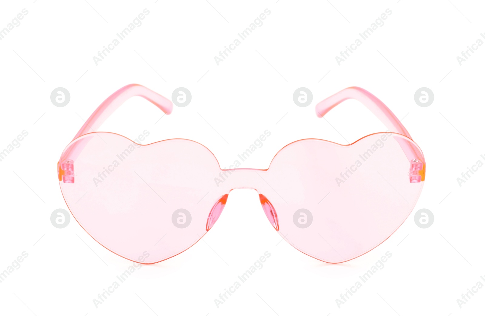 Photo of Stylish heart shaped sunglasses isolated on white