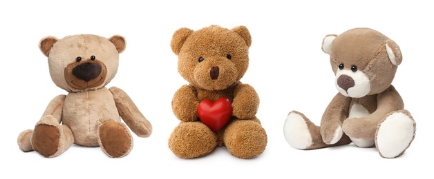 Image of Different cute teddy bears isolated on white, collection