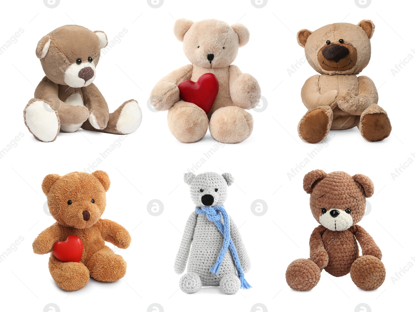 Image of Different cute teddy bears isolated on white, collection