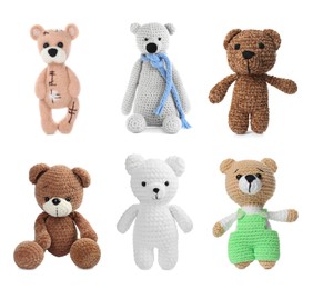 Image of Different cute teddy bears isolated on white, collection