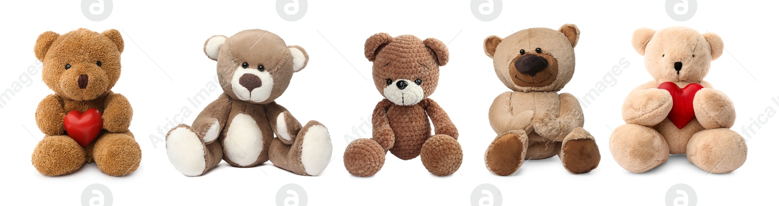 Image of Different cute teddy bears isolated on white, collection