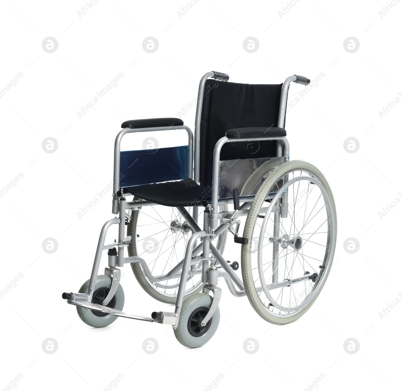 Photo of New modern empty wheelchair isolated on white