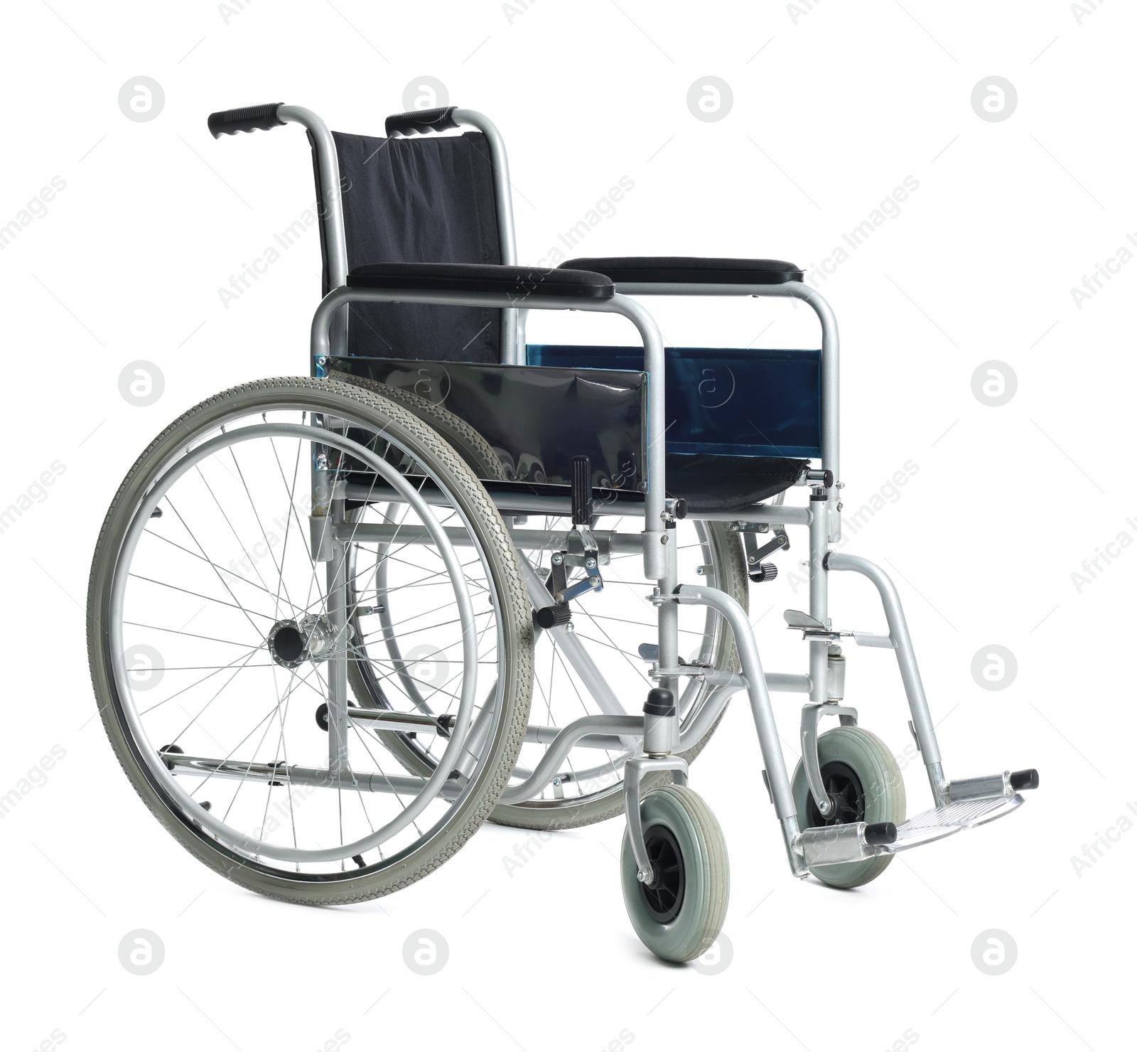 Photo of New modern empty wheelchair isolated on white