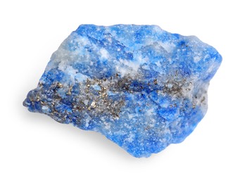 Photo of Beautiful blue sodalite isolated on white. Natural gemstone