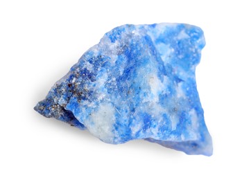 Photo of Beautiful blue sodalite isolated on white. Natural gemstone