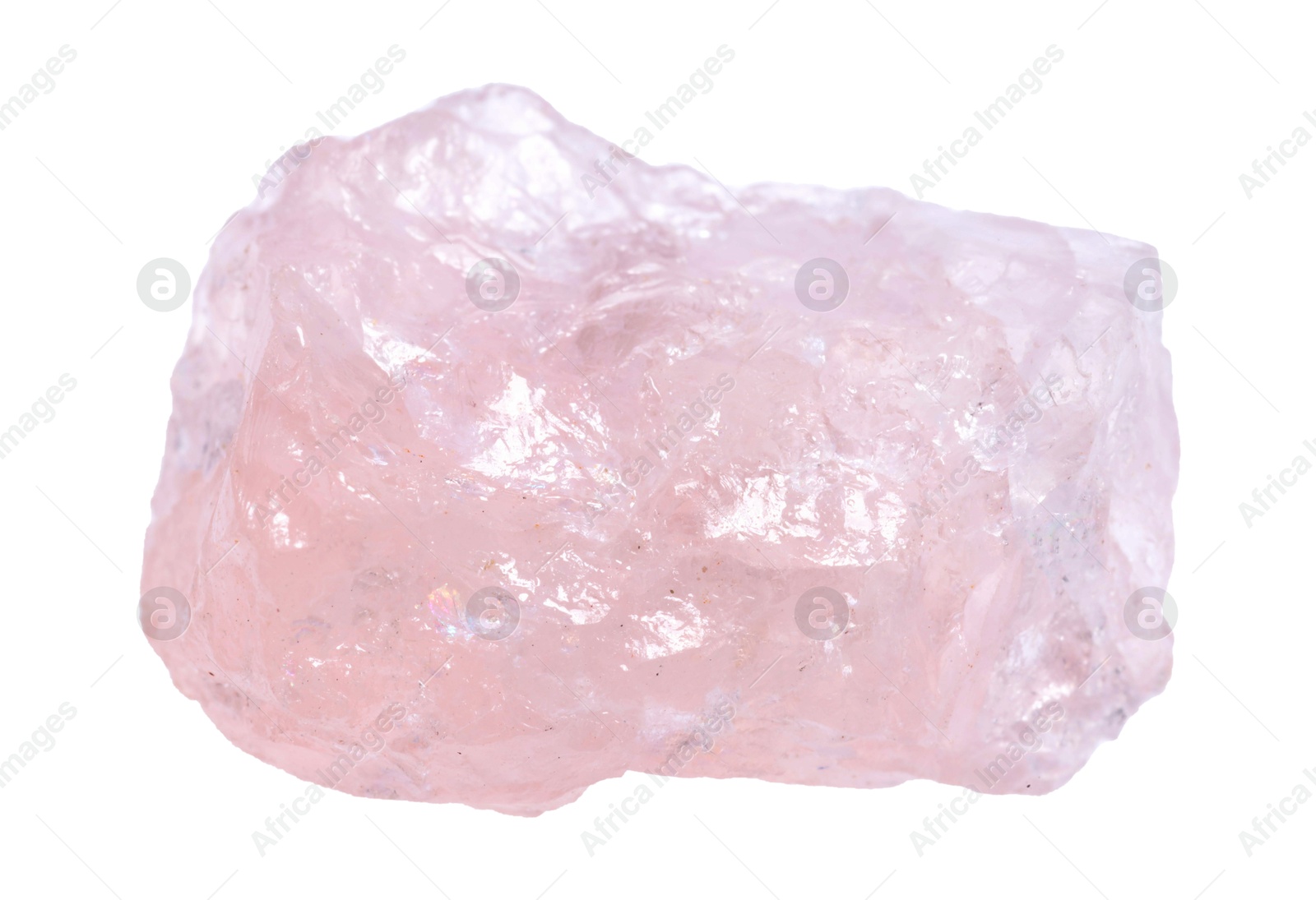 Photo of Beautiful rose quartz isolated on white. Natural gemstone