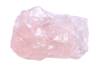 Photo of Beautiful rose quartz isolated on white. Natural gemstone