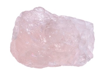 Photo of Beautiful rose quartz isolated on white. Natural gemstone